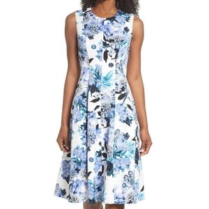 Eliza J Floral Print Sleeveless Garden Feminine Knee Length Ruffles Dress Sz 14